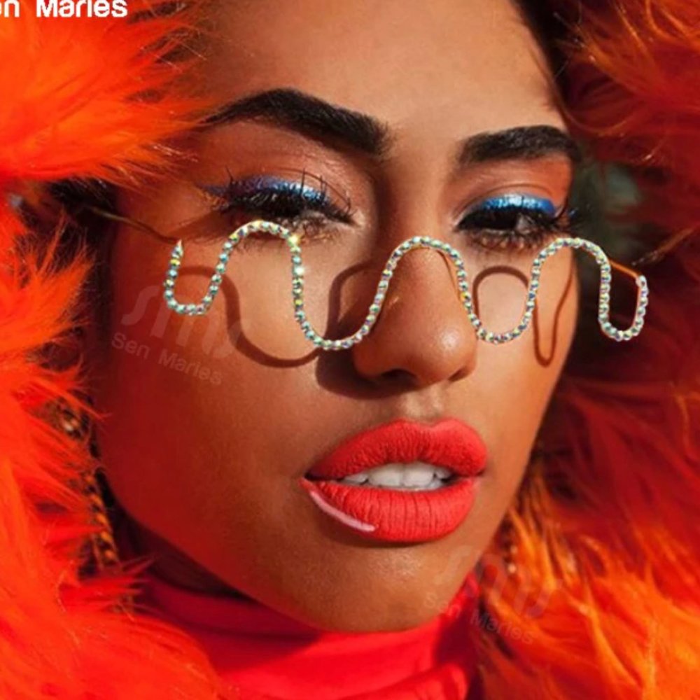 Lensless WavVvy Rhinestone Frames